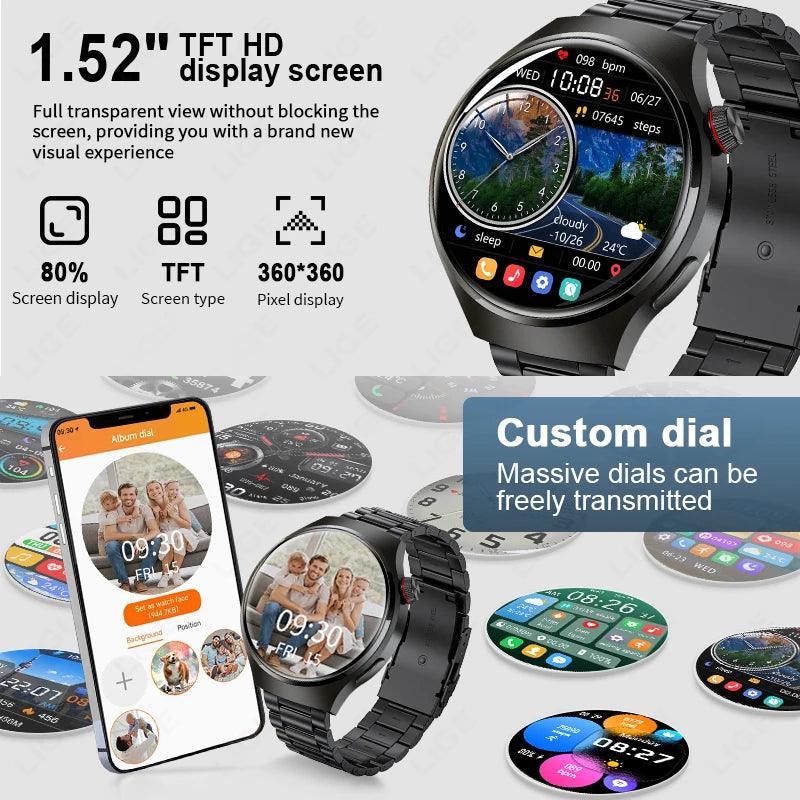 LIGE New Smart Watch Men 1.52 inch Full touch Screen  Bluetooth Call